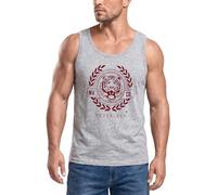 Neverless® Herren Tank-Top Schriftzug Oldschool Print Tiger Bedruck Muskelshirt Muscle Shirt Grau-rot S