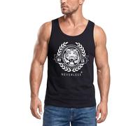 Neverless® Herren Tank-Top Schriftzug Oldschool Print Tiger Bedruck Muskelshirt Muscle Shirt Schwarz-Weiss S