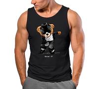 Neverless® Herren Tank-Top Shirt Jackson Bear Parodie Bear it! Teddy Bär Musik Print Aufdruck Muskelshirt schwarz 3XL