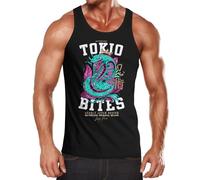Neverless® Herren Tank-Top Shirt Japan Kobra Motiv japanische Schriftzeichen Schriftzug Tokio Bites Fashion Streetstyle Muskelshirt Muscle Shirt Schwarz XL