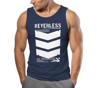 Neverless® Herren Tank-Top Techwear Trend Motive Japanese Streetstyle Military Fashion Muskelshirt Navy L