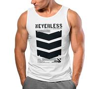Neverless® Herren Tank-Top Techwear Trend Motive Japanese Streetstyle Military Fashion Muskelshirt weiß XL