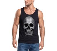 Neverless® Herren Tank-Top Totenkopf Skull Totenschädel Aufdruck Print Motiv Muskelshirt Muscle Shirt Schwarz 3XL