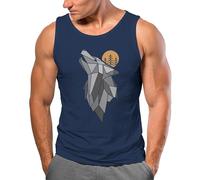 Neverless® Herren Tank-Top Wolf Print Wald Wildnis Outdoor Natur Tiermotiv Muskelshirt Navy L