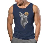 Neverless® Herren Tank-Top Wolf Print Wald Wildnis Outdoor Natur Tiermotiv Muskelshirt Navy S