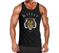 Neverless Herren Tanktop Biker Killer Club Vintage Motorrad Tiger Tank Top schwarz M