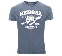Neverless® Herren Vintage Shirt Bengal Tiger Baseball Sport USA Printshirt T-Shirt Aufdruck Used Look Slim Fit