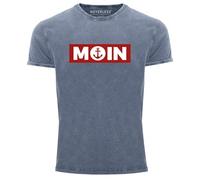 Neverless® Herren Vintage Shirt Moin norddeutsch Morgen Anker Printshirt T-Shirt Aufdruck Used Look Slim Fit