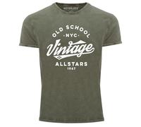 Neverless® Herren Vintage Shirt Retro Schriftzug Allstars Old School NYC Design Printshirt Used Look Slim Fit