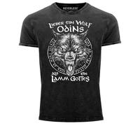 Neverless® Herren Vintage Shirt Spruch Lieber EIN Wolf Odins als EIN Lamm Gottes Wikinger nordische Mythologie