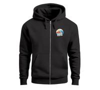 Neverless® Herren Zip Hoodie Sweatjacke mit Kapuze Logo-Print Good Vibes Aufdruck Welle Retro Motiv Männer Fashion Streetstyle Schwarz L