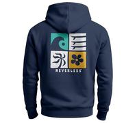 Neverless® Hoodie Backprint Herren Surfer Style Rückenaufdruck Icons Maritim Kapuzen-Pullover Männer Fashion Streetstyle Navy 4XL