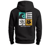 Neverless® Hoodie Backprint Herren Surfer Style Rückenaufdruck Icons Maritim Kapuzen-Pullover Männer Fashion Streetstyle Schwarz XXL