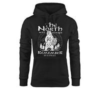 Neverless® Hoodie Damen Bär Wiking Adventure Runen The North Natur Print Aufdruck Kapuzen-Pullover Fashion Streetstyle schwarz L