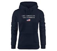 Neverless® Hoodie Damen Bedruckt Schriftzug California Los Angeles USA Amerika Flagge Kapuzen-Pullover Fashion Streetstyle Navy S