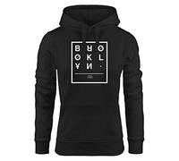 Neverless Hoodie Damen Brooklyn New York City Urban Kapuzen-Pullover Frauen schwarz S
