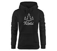 Neverless Hoodie Damen Into The Wild Abenteuer Adventure Wilderness wandern Kapuzen-Pullover Frauen Schwarz L