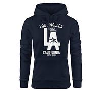 Neverless Hoodie Damen Los Angeles California LA Palme Sweatshirt Kapuze Kapuzenpullover Navy M
