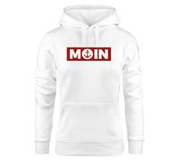Neverless® Hoodie Damen Moin norddeutsch Morgen Anker Print Aufdruck Kapuzen-Pullover Frauen Fashion Streetstyle Weiss M