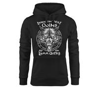 Neverless® Hoodie Damen Spruch Lieber EIN Wolf Odins als EIN Lamm Gottes Wikinger nordische Mythologie Aufdruck Fashion Streetstyle Schwarz M