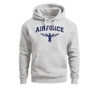 Neverless® Hoodie Herren Airforce US Army Adler Militär Print Aufdruck Kapuzen-Pullover Männer Fashion Streetstyle Grau 4XL