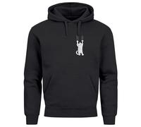 Neverless® Hoodie Herren Aufdruck Katze Cat Logo lustig Kapuzen-Pullover Männer Fashion Streetstyle schwarz 4XL