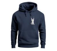 Neverless® Hoodie Herren Aufdruck Katze Cat Logo lustig Kapuzen-Pullover Männer Fashion Streetstyle Navy XS