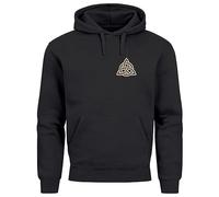 Neverless® Hoodie Herren Aufdruck Logo Wikinger nordische Mythologie Valknut Wotansknoten Valhalla schwarz M