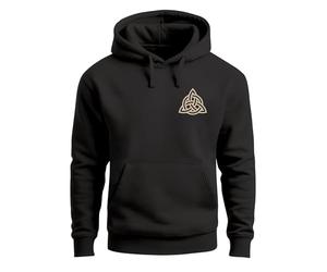 Neverless® Hoodie Herren Aufdruck Logo Wikinger nordische Mythologie Valknut Wotansknoten Valhalla Schwarz XXL