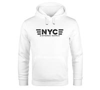 Neverless® Hoodie Herren Aufdruck NYC New York City Airforce Supply Print Kapuzen-Pullover Männer Fashion Streetstyle weiß XXL