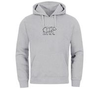Neverless® Hoodie Herren Aufdruck Polygon Design Print Bär Bear Tiermotiv Outdoor Fashion grau M
