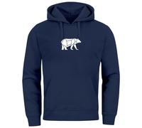 Neverless® Hoodie Herren Aufdruck Polygon Design Print Bär Bear Tiermotiv Outdoor Fashion Navy 3XL
