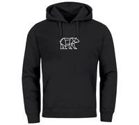 Neverless® Hoodie Herren Aufdruck Polygon Design Print Bär Bear Tiermotiv Outdoor Fashion schwarz 5XL