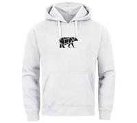 Neverless® Hoodie Herren Aufdruck Polygon Design Print Bär Bear Tiermotiv Outdoor Fashion Weiss S