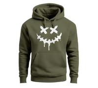Hoodie Herren Bedruckt Techwear Fashion Streetstyle Smiling Face Smile Trend Fashion Streetstyle - Smile Face oliv L