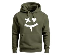 Neverless® Hoodie Herren Bedruckt Techwear Fashion Streetstyle Smiling Face Smile Trend Print Aufdruck