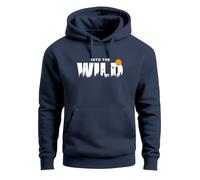 Neverless® Hoodie Herren Brustprint Bedruckt Into The Wild Schriftzug Outdoor Fashion Kapuzen-Pullover Männer Navy 4XL