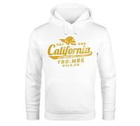 Neverless® Hoodie Herren California Skull Totenkopf Flügel Biker Print Kapuzen-Pullover Männer Fashion Streetstyle weiß L