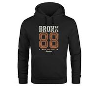 Neverless® Hoodie Herren College Motiv Schriftzug Bronx 88 New York City Kapuzen-Pullover Männer schwarz L