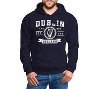 Neverless® Hoodie Herren Dublin Irland Retro Design Print Aufdruck Kapuzen-Pullover Männer Fashion Streetstyle Navy L