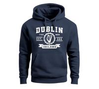 Neverless® Hoodie Herren Dublin Irland Retro Design Print Aufdruck Kapuzen-Pullover Männer Fashion Streetstyle Navy M