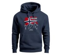 Neverless® Hoodie Herren Frontprint Norwegen Flagge Berge Discover Aufdruck Outdoor Fashion Streetstyle Navy 4XL