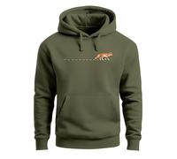 Neverless® Hoodie Herren Fuchs Fox Wald Tiermotiv Logo Print Badge Fashion Streetstyle Oliv S