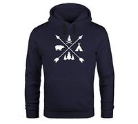 Neverless Hoodie Herren Hipster Cross Wandern Camping Abenteuer Adventure Kapuzen-Pullover Männer schwarz L