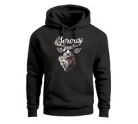 Neverless® Hoodie Herren Hirsch Schriftzug Servus Bayern Dialekt Volksfest Bierfest Tracht Modern Männer Fashion Schwarz M