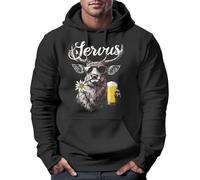 Neverless® Hoodie Herren Hirsch Tracht Modern Lustig Volksfest Bayern Servus Hallo Bier Männer Fashion schwarz 5XL