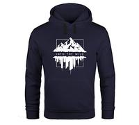 Neverless Hoodie Herren Into The Wild Berge Skyline Kapuzen-Pullover Männer schwarz L