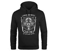 Neverless® Hoodie Herren Lieber EIN Wolf Odins als EIN Lamm Gottes nordische Mythologie Wikinger Print Aufdruck schwarz L