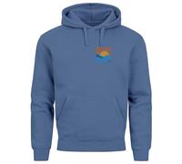 Neverless® Hoodie Herren Logo Print Sommer Sonne Welle Strand Meer Beach Fashion Streetstyle Indigo Blue XXL