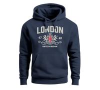 Neverless® Hoodie Herren London United Kingdom Union Jack England Print Retro Aufdruck Fashion Streetstyle Navy 5XL